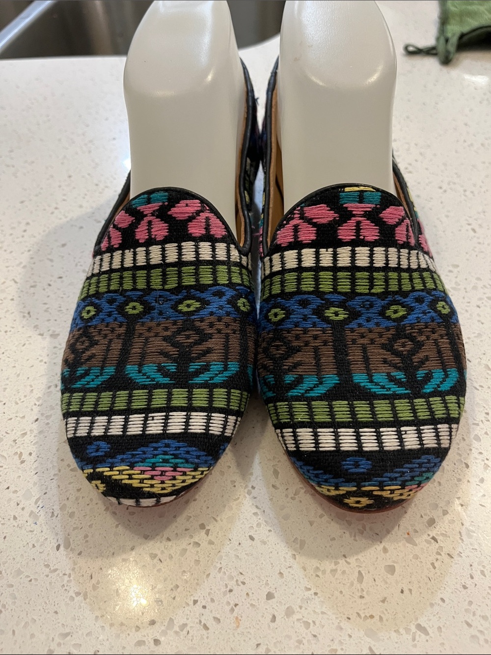Multicolor Embroidered Slip-On Loafers for Women